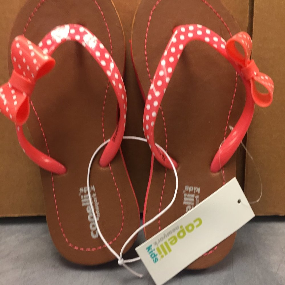 Capelli Kids Pink Flip Flops with Polka Dot Tod 12